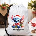 Personalized Christmas Stitch Santa Bag, Disney Lilo & Stitch Disney, Christmas Favor Bag, Christmas Stocking Gifting Favor Bags, Xmas Bags