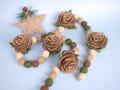 Pinecone Felt Garland for Christmas, Fireplace Mantel, Winter Woodland Forest Decor, Rustic Cabin Decoration