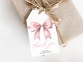 Printable Birthday Favors, Gift Tags | Pink Bow, Coquette Bow, Soft Pink Ribbon | Girls 1st Birthday Party Favors, Decor, Thank You Tags PB3