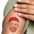 Custom Photo Santa Claus Hat Tattoos, Christmas Temporary Tattoos, Personalized Holiday Tattoos, Fun Face Temporary Tattoos, Set of 12
