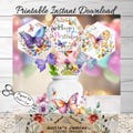 Butterflies Wildflowers Watercolor Happy Birthday Centerpieces, Girl Birthday Party Decorations, Pink Purple Rainbow