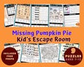 Printable Thanksgiving Escape Room For Kids, Holiday Party Games, Kids Puzzles, Team Building Virtual Escape Thanksgiving Games for Kids Pie