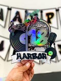 Music Theme Cake Topper | Vinyl Records Party | Hip Hop Rap Party | Black and White Party | 90s Party