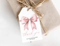 Printable Baby Shower Favors, Gift Tags | Pink Bow, Coquette Bow, Soft Pink Ribbon | Girl Baby Shower Party Favors, Decor, Thank You Tag PB4