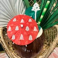 Red Christmas Cocktail Umbrella, Tiki Drink and Christmas Party Decor, Holiday Gift Idea, Cupcake Topper, Charcuterie Ideas, Vintage Deco