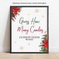 Christmas Guess How Many Candies, Christmas Party Guess How Many Candies, Christmas Party Signs, Christmas Party Games