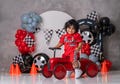 Racing Theme Cake Smash Backdrop - 1st 2nd Birthday Backdrop Boy - Two Fast Backdrop for Photography - Cake Smash Background WHM557 LPS