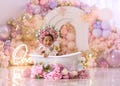 Purple Floral Butterfly Cake Smash Backdrop Girl - 1st Birthday Photography Background - Photo Props - Printed Photo Backdrop WHM539 RPP
