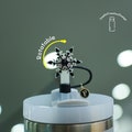 Black Rotating Snowflake Straw Cap with Letters Charms,Personalized Christmas Gift,Sparkling Snowflake Straw Toppers,Gift for Her