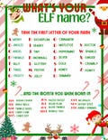 What's Your Elf Name Game Sign, Christmas Elf Name Game, Christmas Activity, Elves Party Game, Christmas Party, 8.5"x11