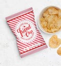 Printable Valentine's Day Chip Packet Wrappers, I Love Our Friendchip Printable Chip Crisp Bag Favors, Classroom Valentine's Treat