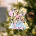 Personalized Watercolor Princess Cut Out Ornament, Family Trip Ornament, Princess And Castle Ornament, Magical Kingdom Xmas Gift NFWM02