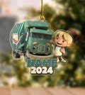 Personalized Trash Truck Ornament, Tarsh Truck Cartoon Christmas Tree Decor, Christmas Ornaments, Cartoon Characters Ornaments NFT511