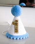 First Birthday Hat, Cake Smash Hat, Photo Shoot, Blue And Whit Birthday Hat