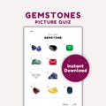 Pub Quiz, Gemstone Quiz, Picture Quiz, Printable Game, Instant Download