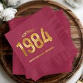 Custom 40th Birthday Napkins, Vintage 1984, Foil Stamped Beverage Napkins, 40th Birthday Decor, Fortieth Birthday Vintage Cocktail Napkins