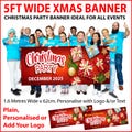 Large Christmas Party Banner 5FT wide. Personalised options for you or your Business Logo/Staff Party