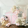 113pcs Farm Theme Balloons Garland Kit - White, Pink, Sand & Cow Balloons for Baby Shower, Gender Reveal, Wedding and Birthday Party Decor