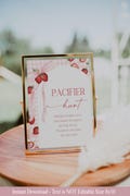 Pink Gingham Pacifier Hunt Sign Strawberry Baby Shower Sign Berry Sweet 1st Birthday Pink Coquette Baby Shower  Bow DOWNLOAD CS8