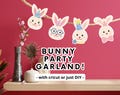 Bunny Party Garland Bunting Banner Cute Rabbit Birthday Easter Party Decorations Bunnies themed decorations Cute Kids Decor Baby Shower
