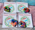 Christmas Owl Cards with Wreath Crayon - Holiday Party Favors, Classroom Handouts, Stocking Stuffer for Kids