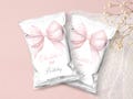 Editable Pink Bow Chip Bag Wrapper Template, Pink Bow Birthday Girl Favor Bag Wrapper, Minimalist Bow Birthday Party Decor Printable PM082