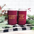 Married And Bright Wedding Can Holder, Wedding Can Cooler, Beverage Insulators, Beer Huggers, Wedding Favor, Christmas Wedding
