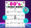 80s Bingo, 80s Song Bingo, 80s Music Bingo, 80s Retro Bingo, 50 Printable 1980s Bingo Cards, 80s Game, 80s Activity, 80s Spotify List Bingo