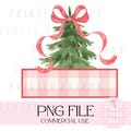Coquette Christmas Name Box  PNG  // Preppy Christmas Holiday Name Monogram // Add a NAME Christmas Tag