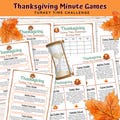 Turkey Time Challenge | Thanksgiving Party Games for Kids & Families | Printable 60-Second Challenges | Minute Games