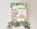 Safari Baby Shower Welcome Sign Girl Baby Shower Poster Pink Gold Wild One Jungle Zoo Animals Yard Porch Front Door EDITABLE Template BS47P