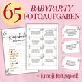 Babyparty Spiel Fotoaufgaben auf Deutsch zum Ausdrucken auf Deutsch - 65 witzige Fotoideen + das Emoji Ratespiel für eine lustige Babyshower