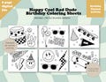 Cool Dude Birthday Coloring Sheet Happy Dude Birthday Day Coloring Page Super Rad Birthday Party Activity Birthday Party Favor Digital File