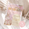 We Can Bearly Wait Invitation Baby Shower  Blue watercolor teddy invite, Baby Boho theme, Teddy Bear Ballons Corjl template
