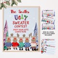 Editable Ugly Sweater Voter Table Sign, Best UGLY Jumper Vote Cards, Reindeer Christmas Signs for Holiday Sweater Party, EDIT on CORJL.com