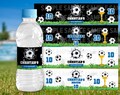 EDITABLE Football Water Bottle Label. Kid Boy Soccer Birthday Party Favors Wrapper. Game Match Blue Black Printable Download Template K161