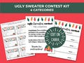 Ugly Sweater Contest Kit - 4 Categories | Office Party, Family Gathering and Celebration Fun | Voting Cards, Rules and Tally Sheet