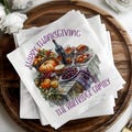 Thanksgiving Napkins Custom, Personalized Festive Napkins, Friendsgiving Table Decor, Cocktail Beverage Holiday Napkins