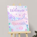 Mermaid Welcome Sign Template Under the Sea Welcome Poster Girls Birthday Party Pink Purple Welcome Board Printable Instant Editable M02