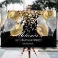 ANY AGE Birthday Welcome Sign Birthday Welcome Poster Black, Gold Glitter Sparkle Instant Digital Download Editable Welcome Signage decor