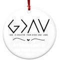 God is Greater than the Highs and Lows, Inspirational Quote, Christmas Ornament, Christian Gift, Religious Round and Heart Ceramic Ornament