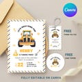 Editable Construction Birthday Invitation, Under Construction Birthday, Dump Truck Party Invite, Little Builder Invite, Hard Hat Party