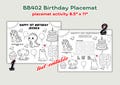 BB402, Girls Birthday Bundle, Kids Activity Book, Birthday Coloring, Birthday Stickers, Party Pack, Matching Birthday, Placemat Activity