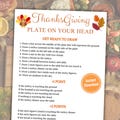 Thanksgiving Plate On Your Head Game | Hilarious Friendsgiving Drawing Game | Friendsgiving Activity Page Printable | Instant Download PDF