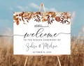 Fall Nikkah Wedding Welcome Sign, Islamic Marriage Ceremony, Autumn Nikkah Ceremony Decor,  Rustic wedding sign, Dry leaves, Bohemian, AG1