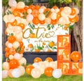 125Pcs Little Cutie Baby Shower Decorations Orange Balloon Garland Arch Kit A Little Cutie Is On The Way Backdrop Balloon Boxes