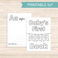 Babys first ABC book, Printable blank ABC pages Baby shower alternative guest book, PDF Download 5x7