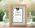 Bow Love Shack Fancy Diaper Raffle Baby Shower Game Sign, Gingham Bow Baby Shower Decor, Printable Black And White Sign BS0164