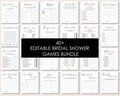 Bridal Shower Games Bundle, Modern Minimalist Bachelorette Party Games, Printable Bridal Shower Table Signs, Editable Canva Template