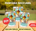 Building Block Juice Label Printable Template Customized DIY Capri Sun Personalized Juice Label Gamer Bricks Birthday Instant Download File